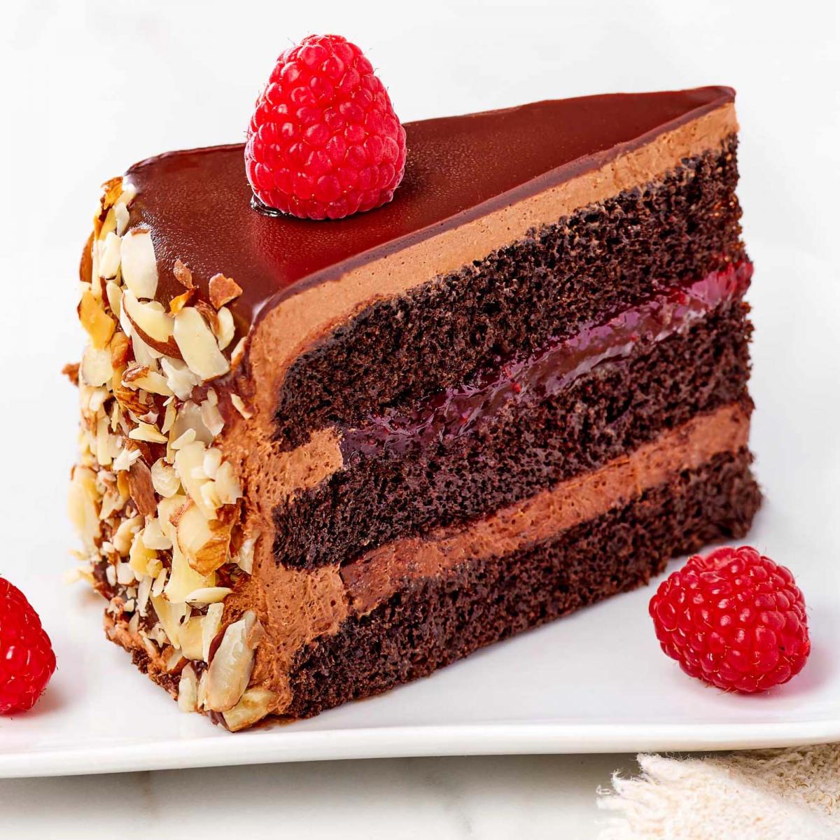 Chocolate Raspbery Oblivion Cake Slice