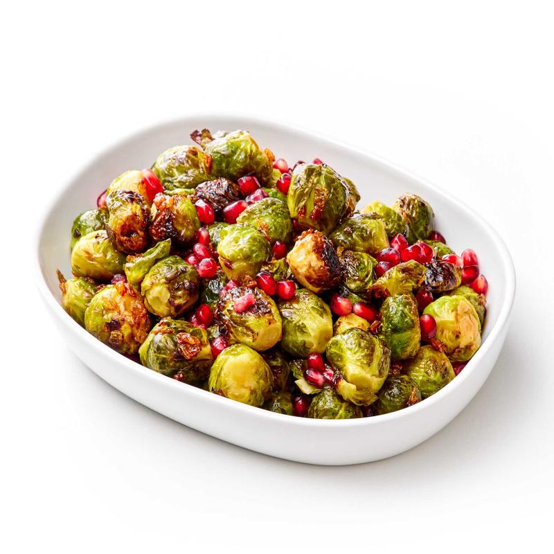 Small Pomegranate Maple Brussels Sprouts with Arils that serves 4-6 people and is about 1.6 pounds in weight