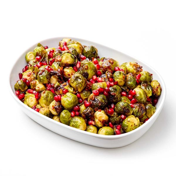 large Pomegranate Maple Brussels Sprouts with Arils that serves 8-10 people and is about 3 pounds in weight