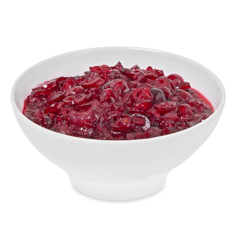 Cranberry orange relish in a small serving bowl