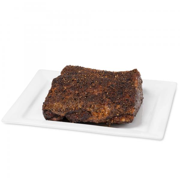 New York Roast on a square serving platter