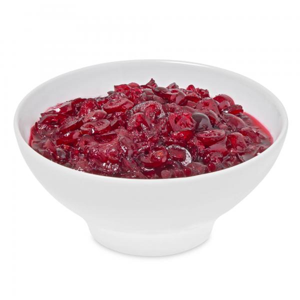 Cranberry orange relish in a small serving bowl
